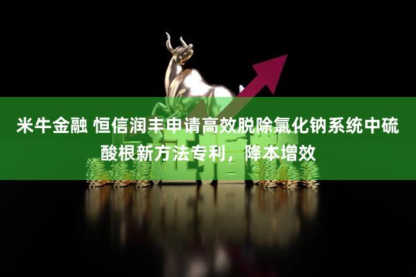 米牛金融 恒信润丰申请高效脱除氯化钠系统中硫酸根新方法专利，降本增效